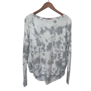 Betsey Johnson Performance Small White Gray Tie Dye Long Sleeve Pullover Shirt